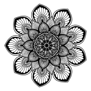 Boyama kitabı için Mandalas. Süslü, yuvarlak süsler. Alışılmadık bir çiçek şekli. Doğulu vektör, stres önleyici terapi kalıpları. Tasarım elementleri. Yoga logoları Vektörü.