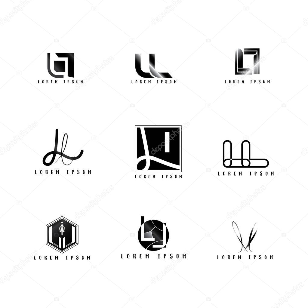 LL Logo Vector, Design Letter with Creative Font Set.
