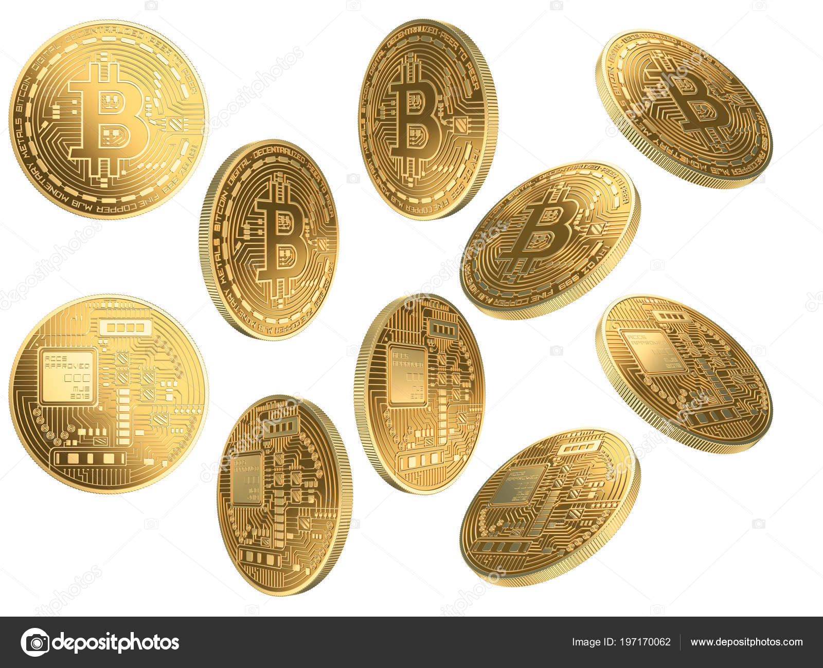 Gold Coins Bitcoins Different Angles Isolated — Stock Editorial Photo ©  viagraphix #197170062
