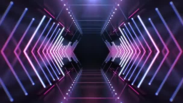 Resumen Neon Hexagon Tunnel Fondo Animado Bucle Sin Fin Tecnología — Vídeo de stock