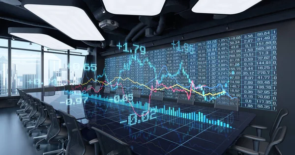 Comercio Bursátil Concepto Juego Gráficos Diagramas Del Informe Estadísticas Financieras — Foto de Stock