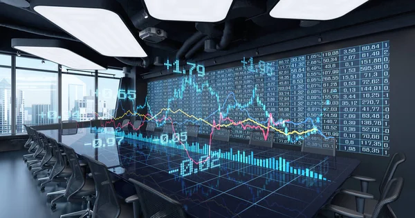 Börsenhandel Glücksspiel Konzept Diagramme Des Berichts Über Finanzstatistiken Der Bürointerieur Stockfoto