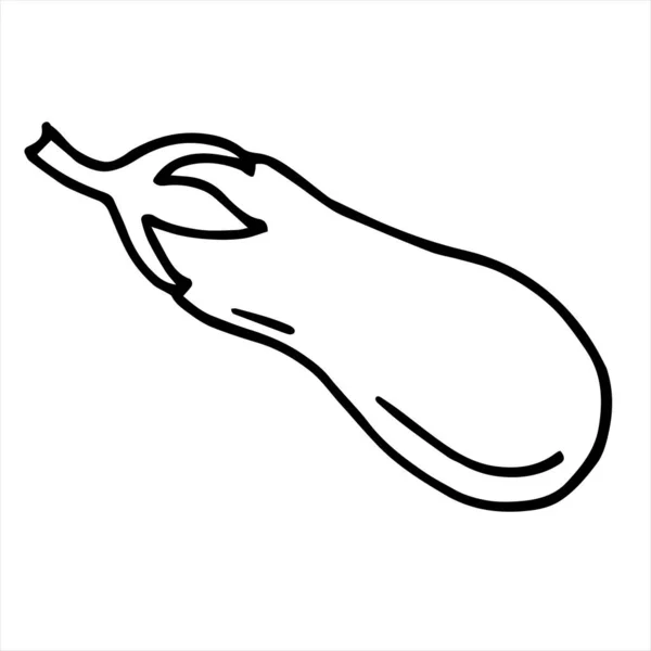 手绘茄子轮廓 轮廓风格 被白色背景隔离的向量 Eps — 图库矢量图片