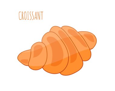 Beyaz arka planda kruvasan. Sağlıklı kahvaltı. Fransız kruvasanı. Düz biçim. 
