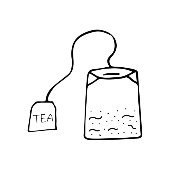 Teafilter Kézzel Rajzolt Vázlat Elem Fehér Alapon Izolált Vektor — Stock Vector