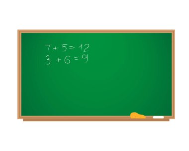 Matematik örneğiyle karatahtanın çizimi. Vektör beyaz arkaplanda izole edildi. EPS10