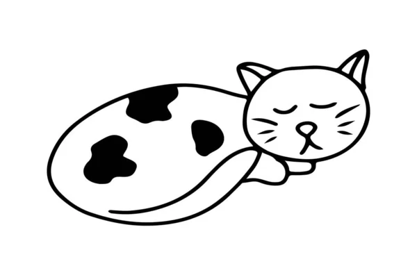 Gato Dormido Con Marcas Negras Estilo Doodle Vector Aislado Eps10 — Vector de stock