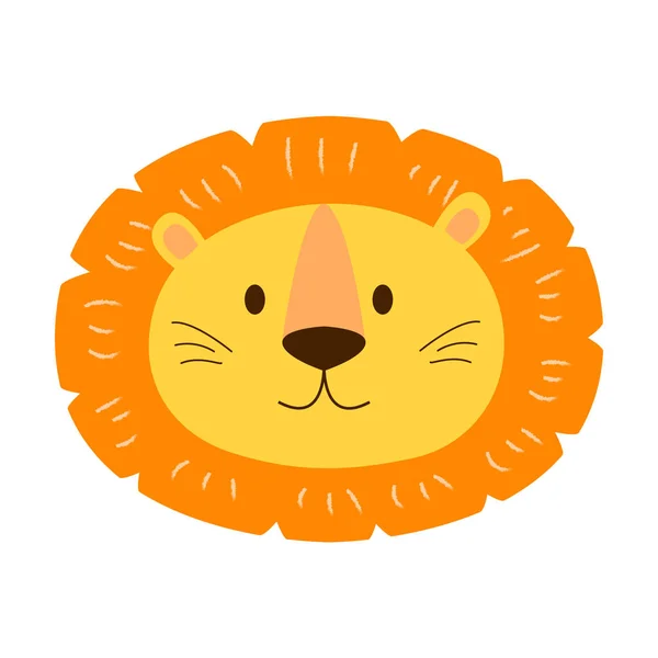 Roztomilá Lví Hlava Kresleném Stylu Jasně Oranžové Žluté Barvy Ideální — Stockový vektor