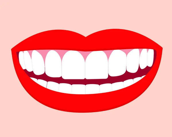 Ilustración Boca Sonriente Con Dientes Blancos Perfectos Labios Rojos Elementos — Archivo Imágenes Vectoriales