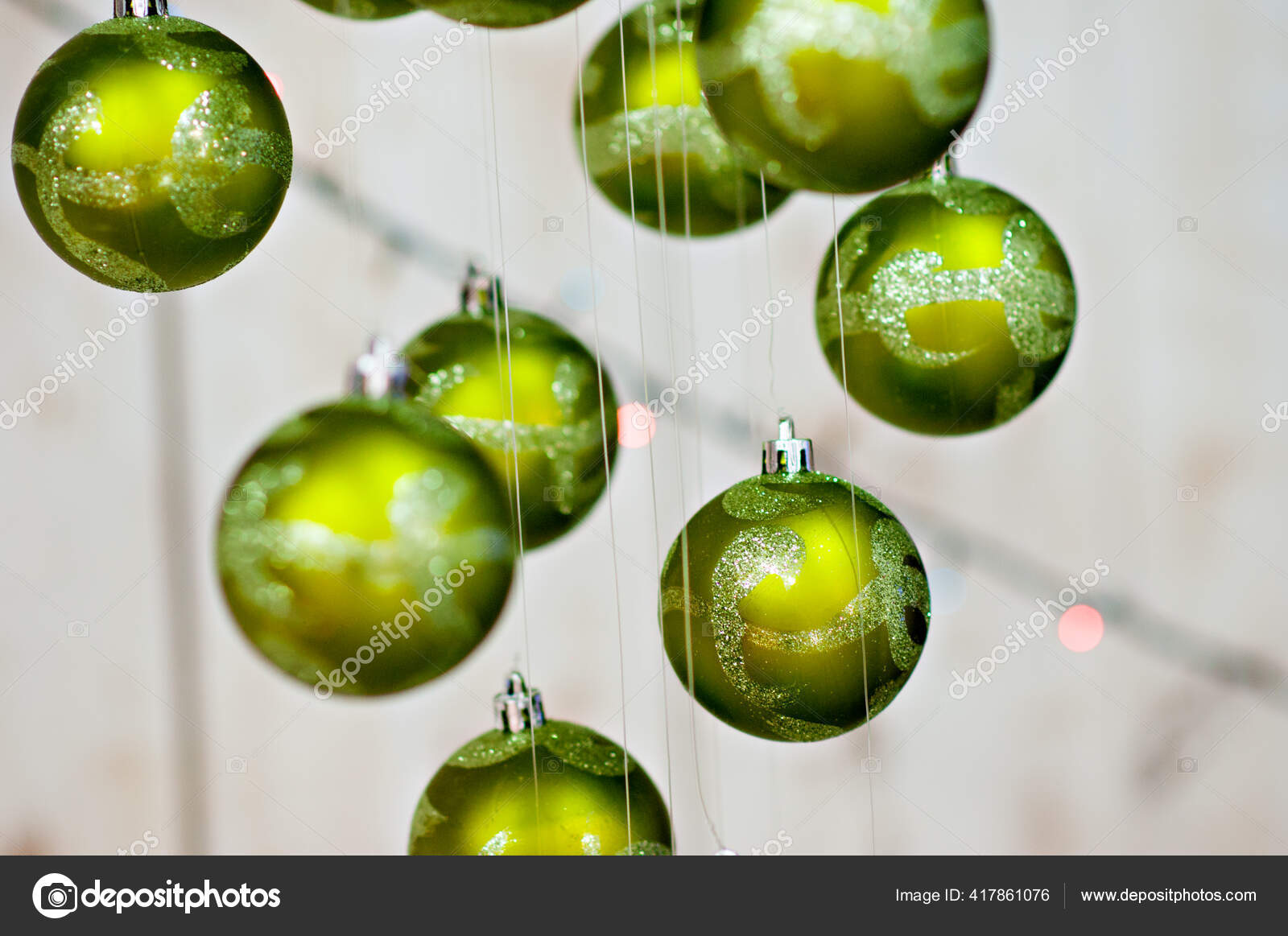 New Year Card Pattern Blurred Background Christmas Gilded Balls Suspended  Stock Photo by ©farmuty.gmail.com 417861076