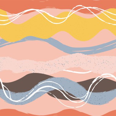 Elle çizilmiş soyut, pürüzsüz desenler. Düzgün çizgiler. Taş dokusu. Modern moda renkli tasvir vektörleri. Marbleize Etki