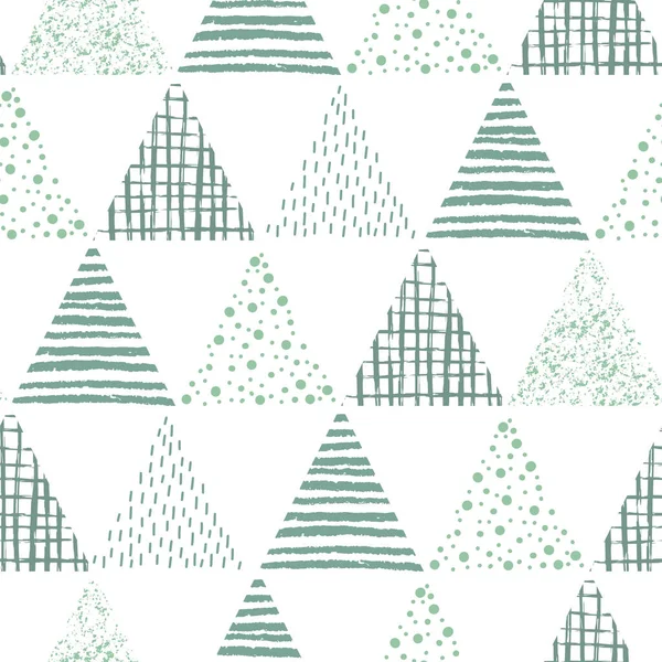 Abstract geometric seamless repeat pattern with christmas trees — Stock Vector