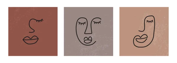 Eine Linie abstrahieren, ethnische Gesichter durchgehend zeichnen. — Stockvektor