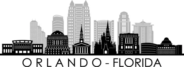 Orlando City Florida Skyline Silhouette Cityscape Vector — Διανυσματικό Αρχείο