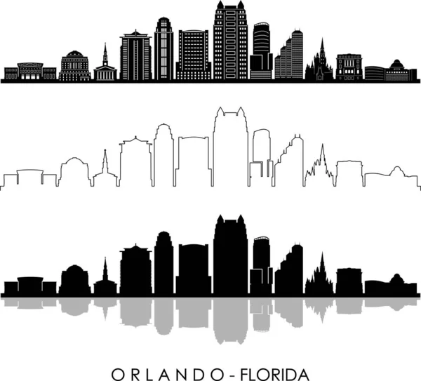 Orlando City Florida Skyline Silhouette Cityscape Vector — Vector de stock