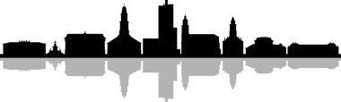 Erlangen Şehri Bavyera Skyline Siluet Şehir Vektörü