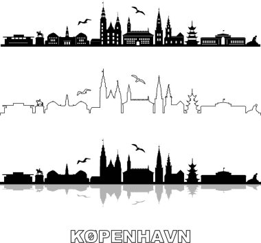 KOPENHAGEN City DENMARK Skyline Siluet Şehir Vektörü