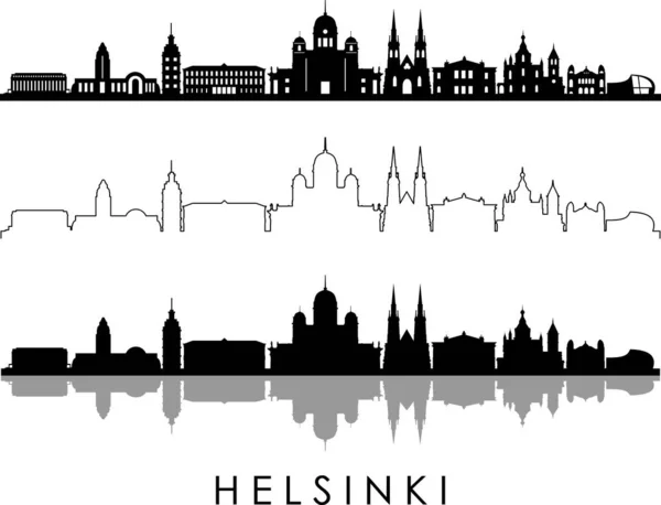 Helsingfors Stad Finland Skyline Silhouette Cityscape Vector — Stock vektor