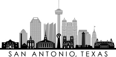 SAN ANTONIO City Texas Skyline Siluet Şehir Vektörü