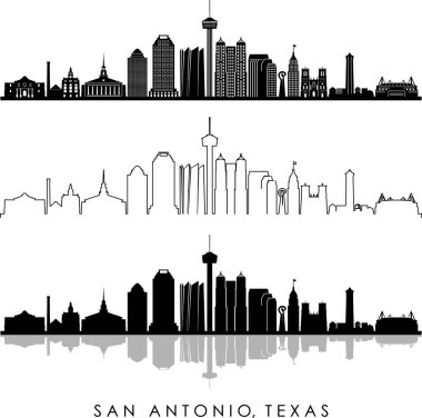 SAN ANTONIO City Texas Skyline Siluet Şehir Vektörü