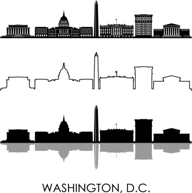WASHINGTON ABD Skyline Siluet Şehir Vektörü