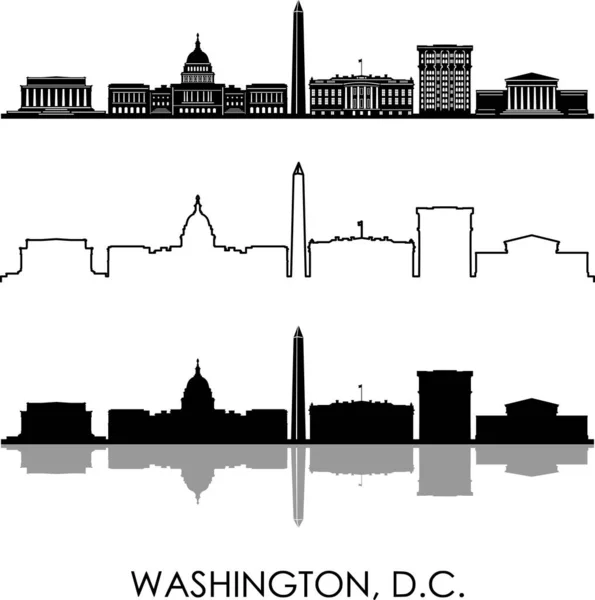 WASHINGTON ABD Skyline Siluet Şehir Vektörü