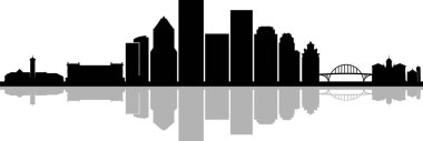 PORTLAND Şehri Oregon Skyline Siluet Şehir Vektörü