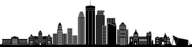 MINNEAPOLIS Şehri Minnesota Skyline Siluet Şehir Vektörü