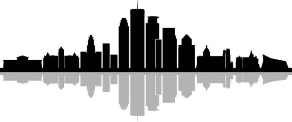 Minneapolis City Minnesota Skyline Silhouette Vector Paysage Urbain — Image vectorielle