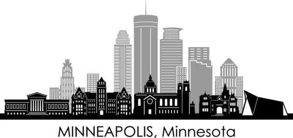 Minneapolis City Minnesota Skyline Silhouette Cityscape Vector — Διανυσματικό Αρχείο