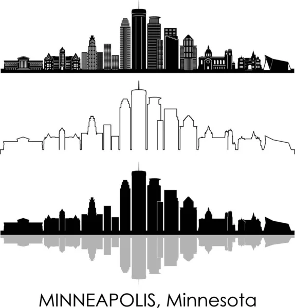 Minnesota Stad Minnesota Skyline Silhouette Cityscape Vector — Stock vektor