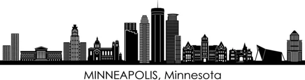 Minneapolis Città Minnesota Skyline Silhouette Cityscape Vector — Vettoriale Stock