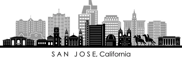 San Jose Cidade Califórnia Skyline Silhouette Cityscape Vector — Vetor de Stock