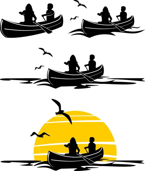 Canoe Boat Abstrakcyjny Zarys Wektora — Wektor stockowy