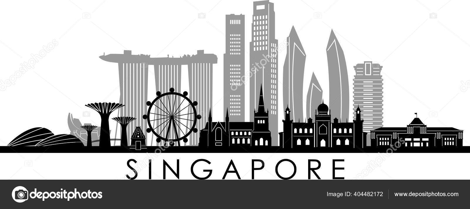 Singapore City Asia Skyline Silhouette Cityscape Vector Stock Vector C Simpline