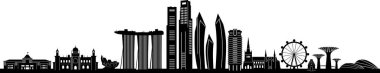 SINGAPORE City ASIA Skyline Siluet Şehir Vektörü