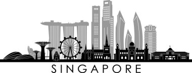 SINGAPORE City ASIA Skyline Siluet Şehir Vektörü