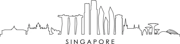 シンガポールシティアジアスカイラインシルエット Cityscape Vector — ストックベクタ