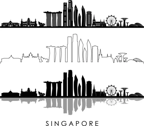 Singapur City Asia Skyline Silhouette Stadtbild Vektor — Stockvektor