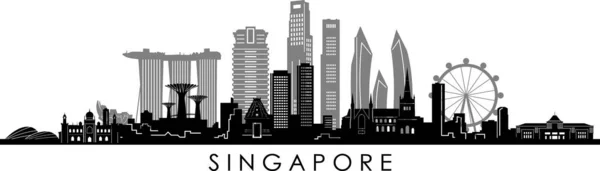 Singapore City Asia Skyline Siluet Şehir Vektörü — Stok Vektör