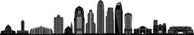 CHARLOTTE Şehri Kuzey Carolina Skyline Siluet Şehir Vektörü