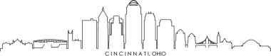 CINCINNATI Şehri OHIO Skyline Siluet Şehir Vektörü