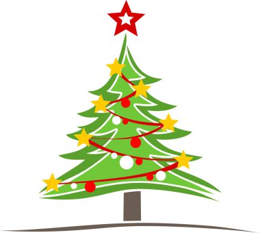 Noel ağacı soyut kart siluet vektörü