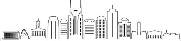 Nashville Cidade Tennessee Skyline Silhouette Cityscape Vector — Vetor de Stock