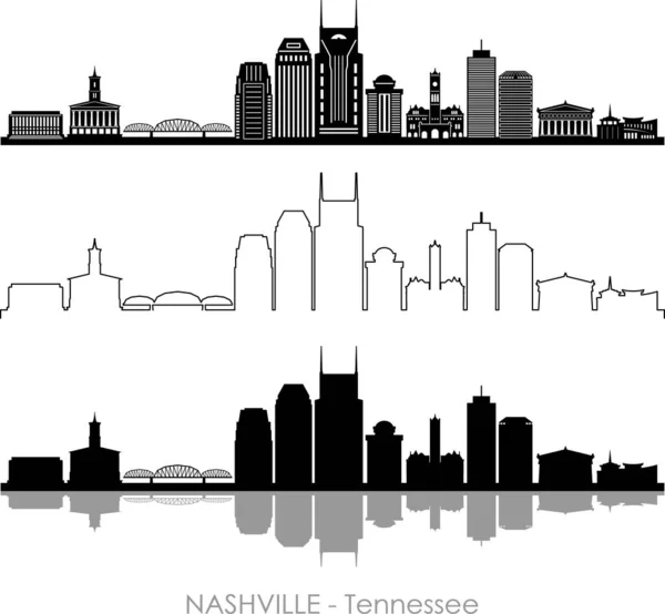 Nashville City Tennessee Skyline Silhouette Stadtbild Vektor — Stockvektor