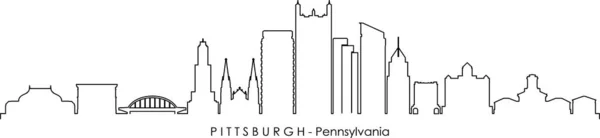 Pittsburgh City Pennsylvania Skyline Silhouette Cityscape Vector — Vetor de Stock