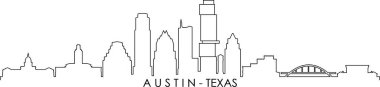 AUSTIN Texas SKYLINE Şehir Dış Hatları Silueti