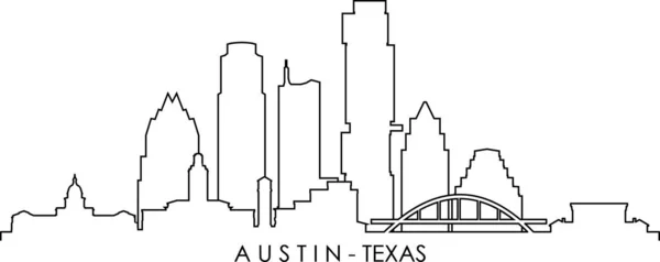 Austin Texas Skyline Zarys Sylwetki Miasta — Wektor stockowy