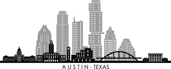 Austin Texas Skyline City Outline Silhouette — Stock Vector