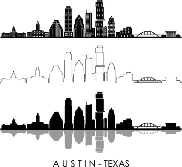 Austin Texas Skyline City Silhouette — Stockvektor